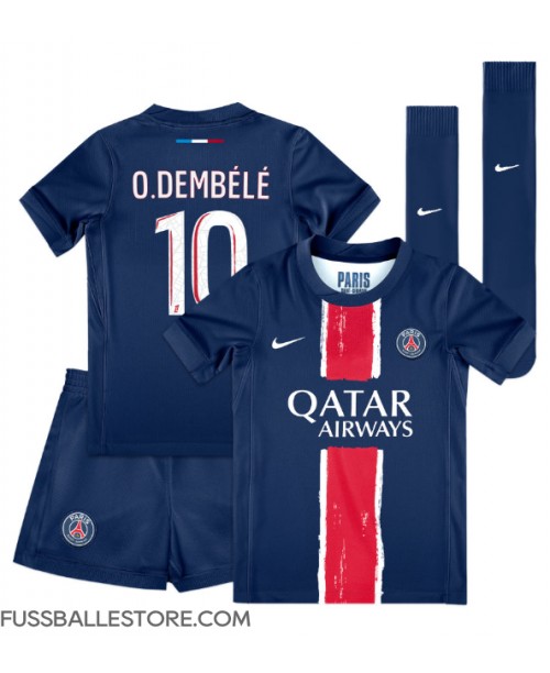 Günstige Paris Saint-Germain Ousmane Dembele #10 Heimtrikotsatz Kinder 2024-25 Kurzarm (+ Kurze Hosen)
